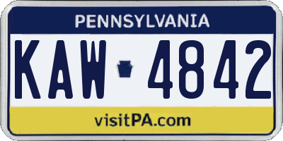 PA license plate KAW4842