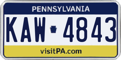 PA license plate KAW4843