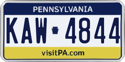 PA license plate KAW4844