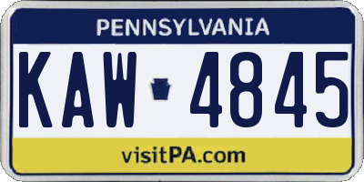 PA license plate KAW4845