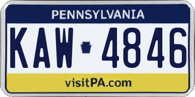 PA license plate KAW4846