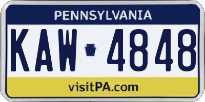PA license plate KAW4848