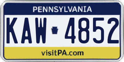 PA license plate KAW4852