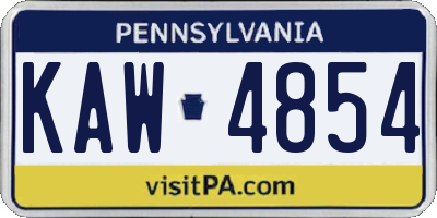 PA license plate KAW4854