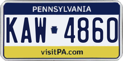 PA license plate KAW4860