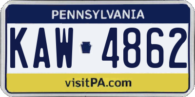 PA license plate KAW4862
