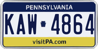 PA license plate KAW4864