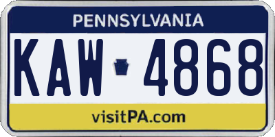 PA license plate KAW4868