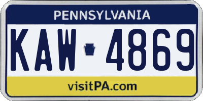 PA license plate KAW4869