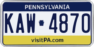 PA license plate KAW4870