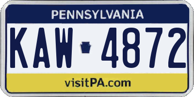 PA license plate KAW4872