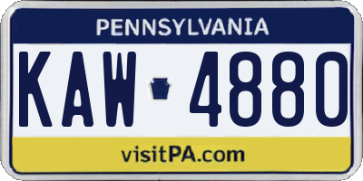 PA license plate KAW4880
