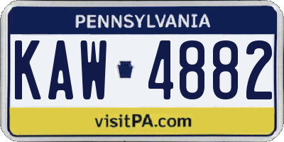 PA license plate KAW4882