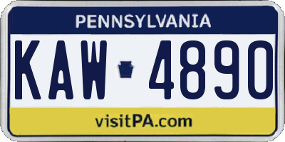 PA license plate KAW4890