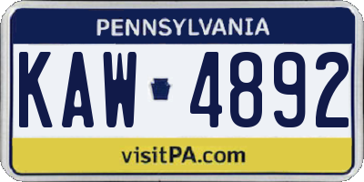 PA license plate KAW4892