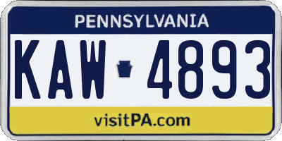 PA license plate KAW4893