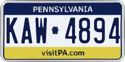 PA license plate KAW4894