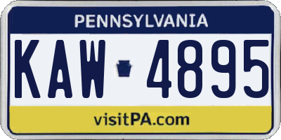 PA license plate KAW4895
