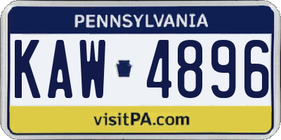 PA license plate KAW4896