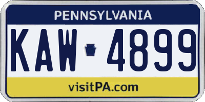 PA license plate KAW4899