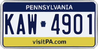 PA license plate KAW4901