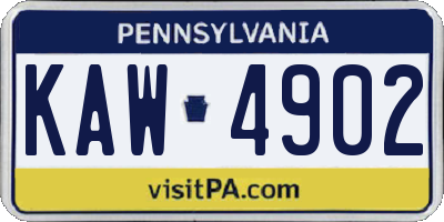 PA license plate KAW4902