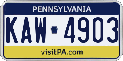 PA license plate KAW4903