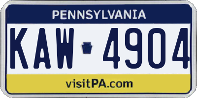 PA license plate KAW4904