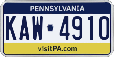 PA license plate KAW4910