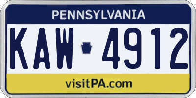 PA license plate KAW4912