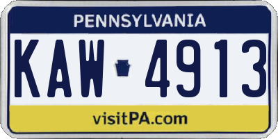 PA license plate KAW4913