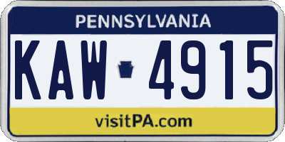 PA license plate KAW4915