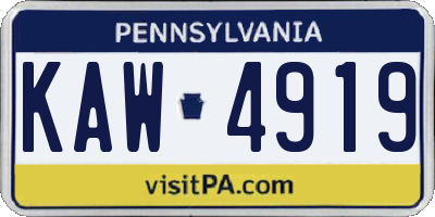 PA license plate KAW4919