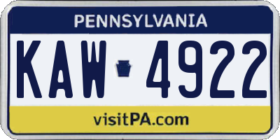PA license plate KAW4922
