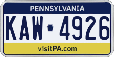 PA license plate KAW4926