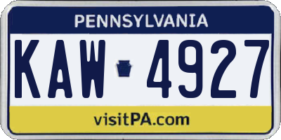 PA license plate KAW4927