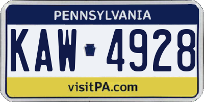 PA license plate KAW4928