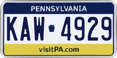 PA license plate KAW4929