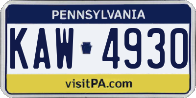 PA license plate KAW4930