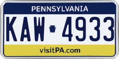 PA license plate KAW4933