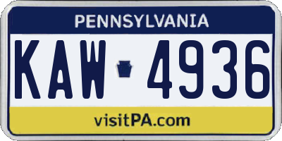 PA license plate KAW4936