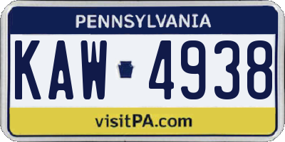 PA license plate KAW4938