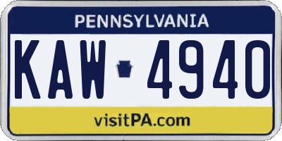 PA license plate KAW4940