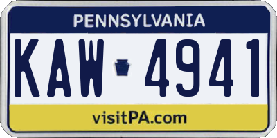 PA license plate KAW4941