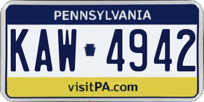 PA license plate KAW4942