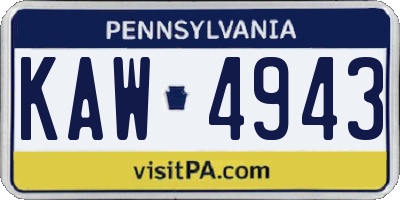 PA license plate KAW4943