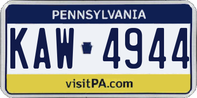 PA license plate KAW4944