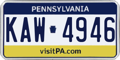PA license plate KAW4946