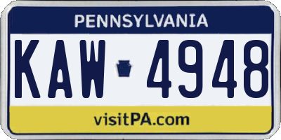 PA license plate KAW4948