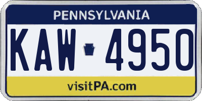 PA license plate KAW4950